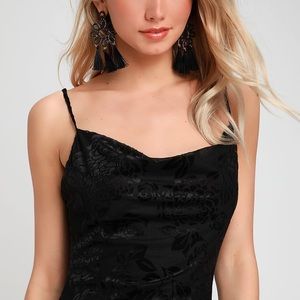 Black Burnout Velvet Midi Dress